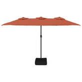 Podwójny parasol ogrodowy z LED, terakotowy, 449x265 cm
