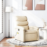 vidaXL Rozkładany fotel masujący, kremowy, obity tkaniną