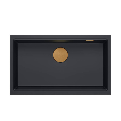 LOGAN 110 GraniteQ zlewozmywak pure carbon 76x44x23,5 cm 1-komorowy wpuszczany z syfonem manualnym miedziany