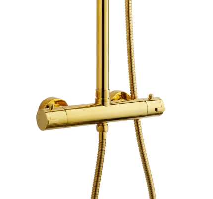 DESZCZOWNIA Z BATERIĄ TERMOSTATYCZNĄ GOLD INVENA TREND ZŁOTA