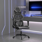 vidaXL Masujący fotel gamingowy, czarno-szary, sztuczna skóra model standard