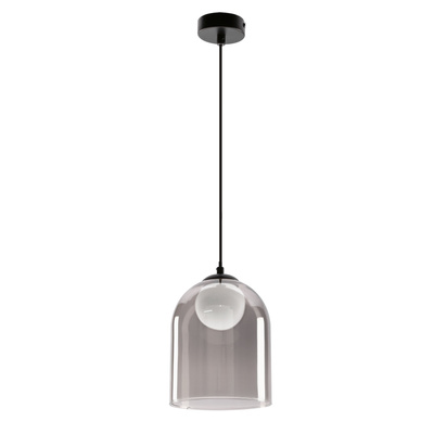 Lampa wisząca KLEA szklana – z grafitowym oraz mlecznym kloszem – nowoczesna lampa nad stół do salonu G9 LED