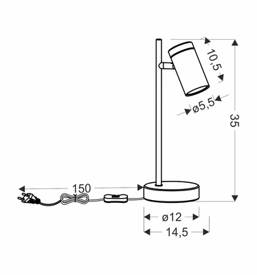 LAGOS LAMPA STOŁOWA CZARNY 1X15W GU10 KLOSZ CZARNY+DREWNIANY