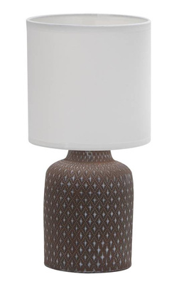 Lampka nocna Iner brązowa ceramiczna z abażurem klasyczna