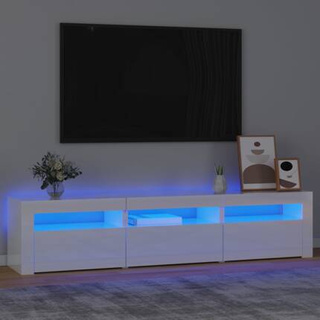 vidaXL Szafka pod TV z oświetleniem LED, biała z połyskiem,180x35x40cm