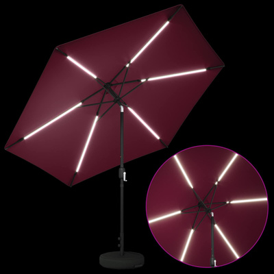 Parasol ogrodowy z oświetleniem LED i podstawą 300 x 300 cm