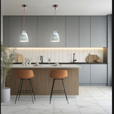 Lampa wisząca SEWILLA niebieska - z ceramicznym kloszem - skandynawska lampa nad wyspę i stół