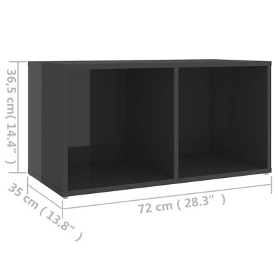 vidaXL Szafka pod TV, wysoki połysk, szara, 72x35x36,5 cm