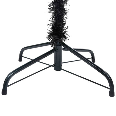 vidaXL Sztuczna choinka z lampkami i bombkami, czarna, 240 cm, PVC