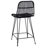 Stołek barowy 2 szt. Czarny 44 x 54 x 96 cm Rattan i Stal