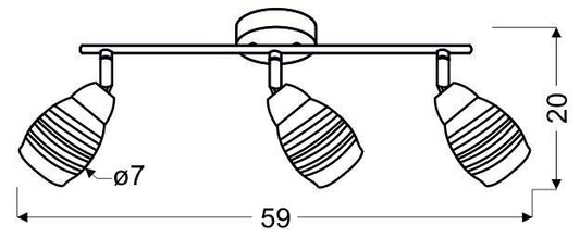 Lampa sufitowa MILTON listwa ze szklanymi kloszami regulowana 3-punktowa do kuchni