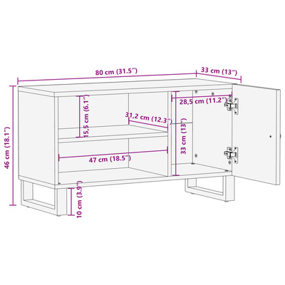 Szafka RTV, 80x33x46 cm, drewno i materiał drewnopochodny