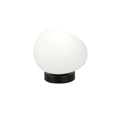 Lampa stołowa STONES minimalistyczna - biały akrylowy klosz 20 cm w kształcie kamienia - skandynawska lampka nocna do sypialni i salonu E27