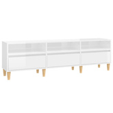 vidaXL Szafka pod TV, wysoki połysk, biała, 150x30x44,5 cm
