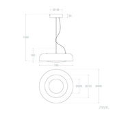 Lampa Wisząca Okrągła Czarna 20W ?40cm Abruzzo Portafortuna