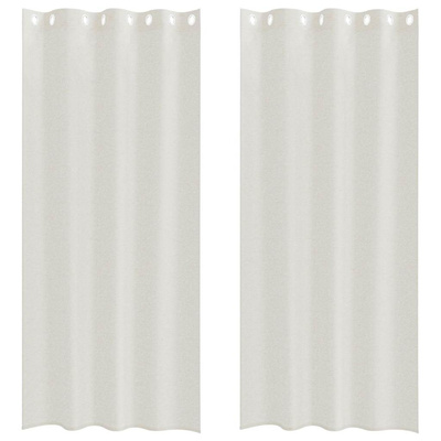 Firany Voile z zasłonami 2 pcs Kremowy 225 x 140 cm Poliester