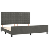 vidaXL Rama łóżka z zagłówkiem, ciemnoszara, 200x200 cm, aksamitna model standard