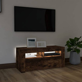 vidaXL Szafka pod TV z oświetleniem LED, przydymiony dąb, 90x35x40 cm