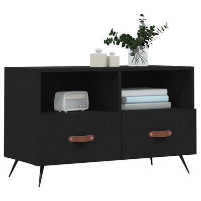 vidaXL Szafka pod TV, czarna, 80x36x50 cm, materiał drewnopochodny