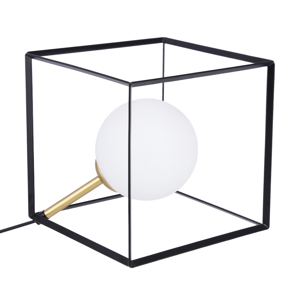 Lampka nocna Weert Ledea czarno-złota metalowa szklana 20 cm