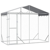 vidaXL Kojec dla psa, z dachem, srebrny, 3x1,5x2,5 m, stal