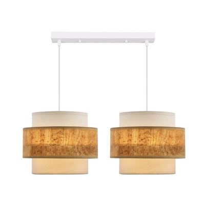 Lampa wisząca z abażurami Cork biało‑beżowa podwójna nad stół nowoczesna
