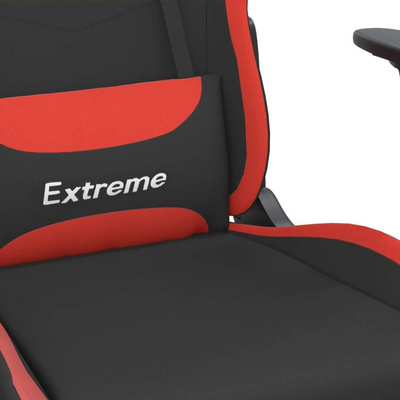 vidaXL Fotel gamingowy z podnóżkiem i masażem, czarno-czerwony