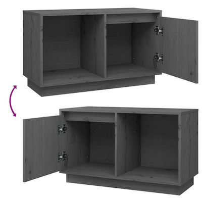 vidaXL Szafka pod TV, szara, 74x35x44 cm, lite drewno sosnowe