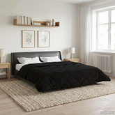 Letni Kołdra Czarny 220 x 240 cm Mikrofibra i Fleece Teddy