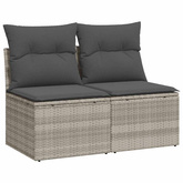 2-cz sofa ogrodowa z poduszkami, jasnoszary, rattan PE i akacja