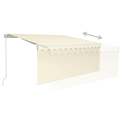 Ręcznie zwijana markiza z zasłoną i LED, 3,5x2,5 m, kremowa
