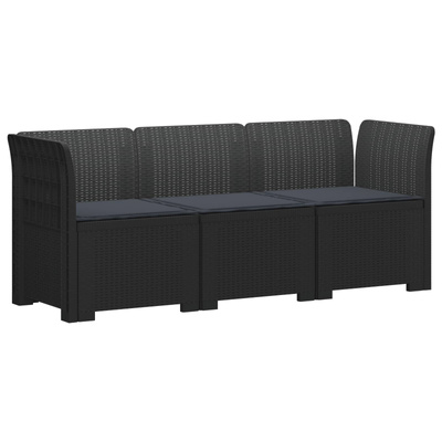 Sofa ogrodowa 3-osobowa z poduszkami w rattanowym wyglądzie PP