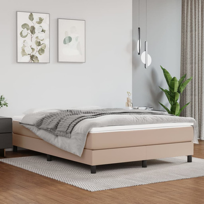 vidaXL Łóżko kontynentalne z materacem, cappuccino, ekoskóra 140x200cm wariant 6