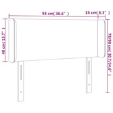 vidaXL Zagłówek do łóżka z LED, biały, 93x16x78/88 cm, sztuczna skóra