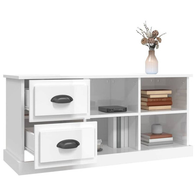 vidaXL Szafka pod TV, wysoki połysk, biała, 102x35,5x47,5 cm