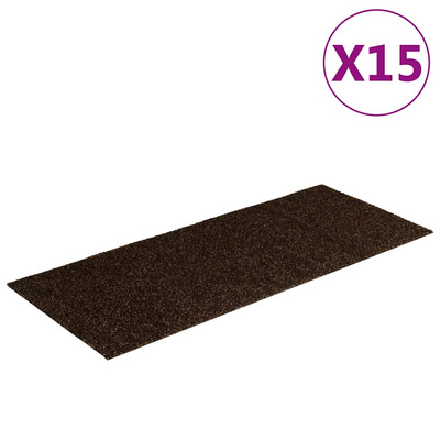 Maty na schody samoprzylepne 15 szt. 60x25 cm Brązowe prostokątne