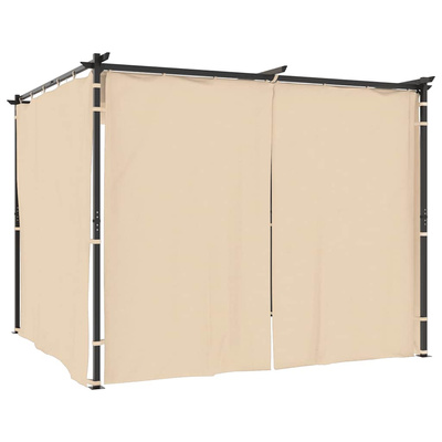 vidaXL Altana ogrodowa z zasłonami, 3 x 3 m, kremowa, stal