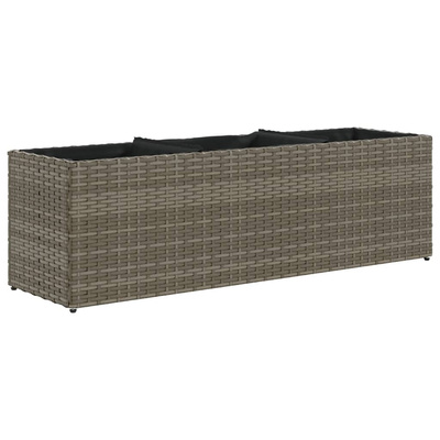 Donica ogrodowa z 3 wkładami, szara, 105x30x32 cm, rattan PE