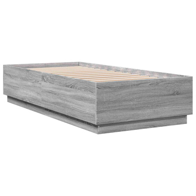 Łóżko z ramą z LED Szary Sonoma 80 x 200 cm Drewno inżynieryjne