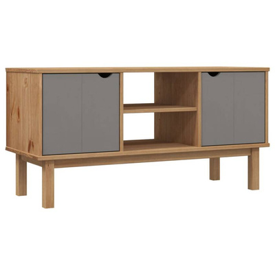 vidaXL Szafka pod TV OTTA, brązowo-szara 113,5x43x57 cm, sosna