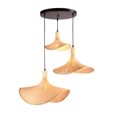 Lampa Wisząca Boho 3 Kapeluse z Bambusa Abruzzo Isabella 40cm E27