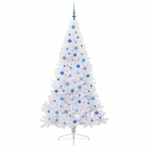 Sztuczna choinka z 300 diodami LED Biały 210 cm PVC i stal