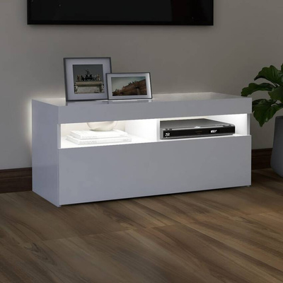 vidaXL Szafka pod TV z oświetleniem LED, biała, 90x35x40 cm
