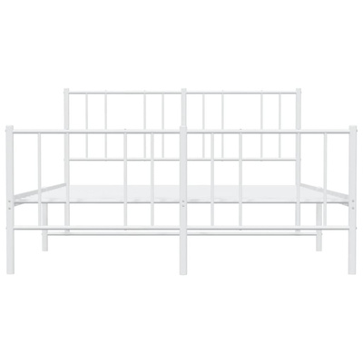 vidaXL Metalowa rama łóżka z wezgłowiem i zanóżkiem, biała, 120x200 cm model standard