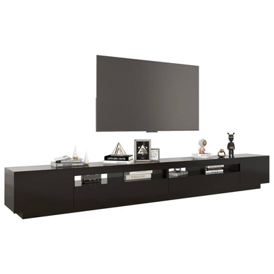vidaXL Szafka pod TV z oświetleniem LED, czarna, 300x35x40 cm