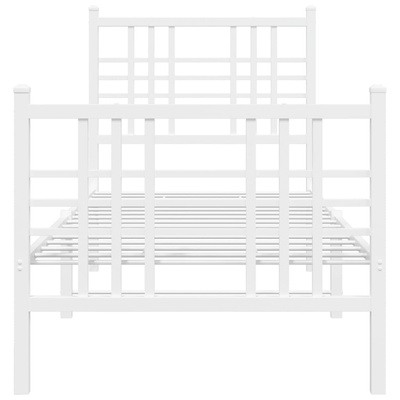 Metalowa rama łóżka z wezgłowiem i zanóżkiem, biała, 80x200 cm