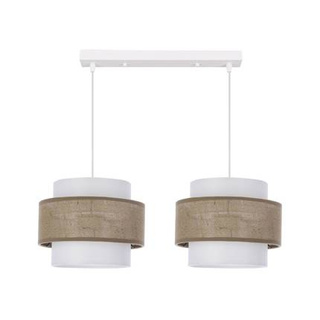 Juta lampa wisząca biały 2x40w e27 abażur biały+beżowy