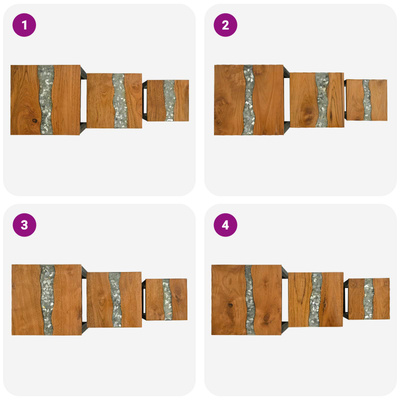 Stolik Nesting 3 szt. brązowy Lite drewno teakowe