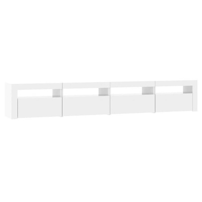 vidaXL Szafka pod TV z oświetleniem LED, biała z połyskiem,240x35x40cm