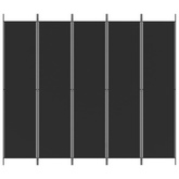 Parawan 5-panelowy, czarny, 250x220 cm, tkanina